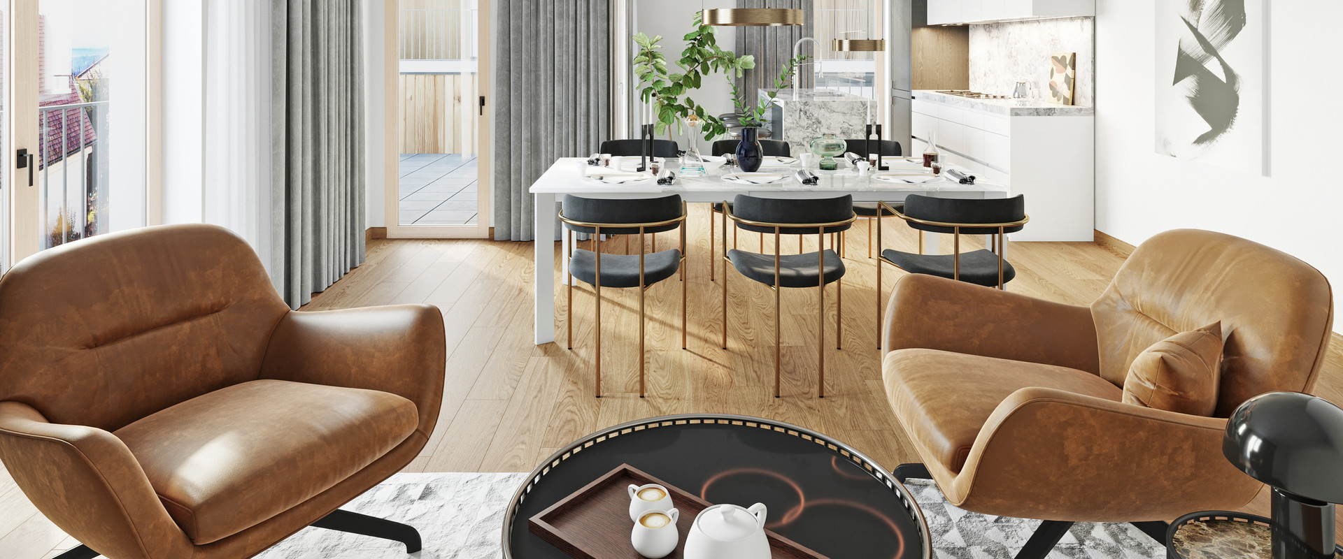 Schlossquartier Innenrendering Wohnküche