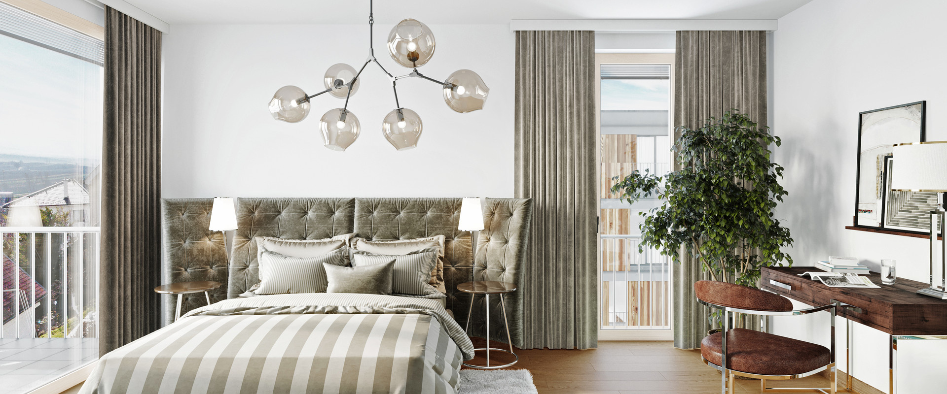 Schlossquartier Innenrendering Schlafzimmer